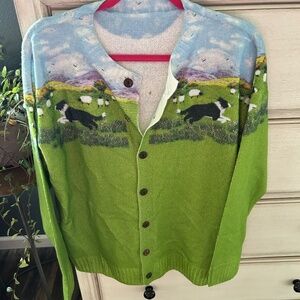 Women’s Sweater XL Cardigan Button Up Sheep Dog England